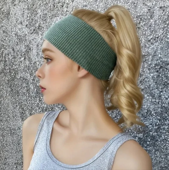 3 Pack Ribbed HeadBands• Green,Black,and Brown - Picture 1 of 4